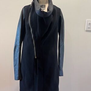 Rick Owens Black Jacket with Leather Sleeves